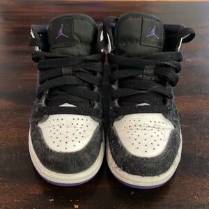 Black, Purple, and White Jordan 1’s Size 10.5 Toddler